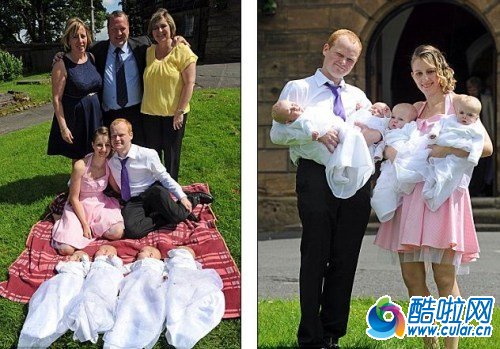 亲朋好友前来祝福四个“奇迹宝宝”